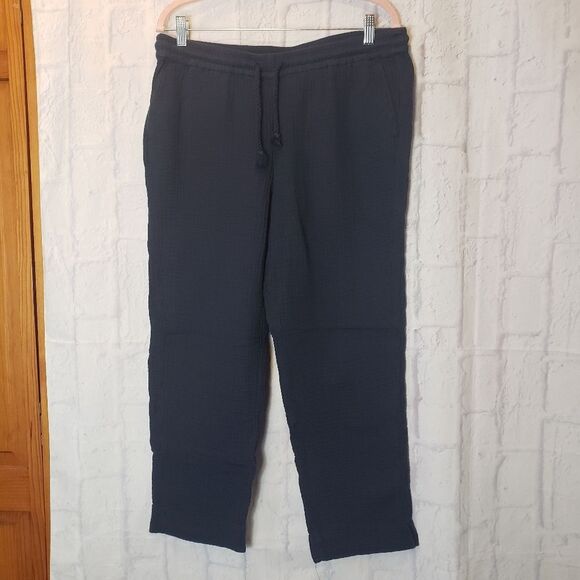 J. Jill Pants - J. JILL Cotton Textured Pull-On Cropped Pants Navy Medium